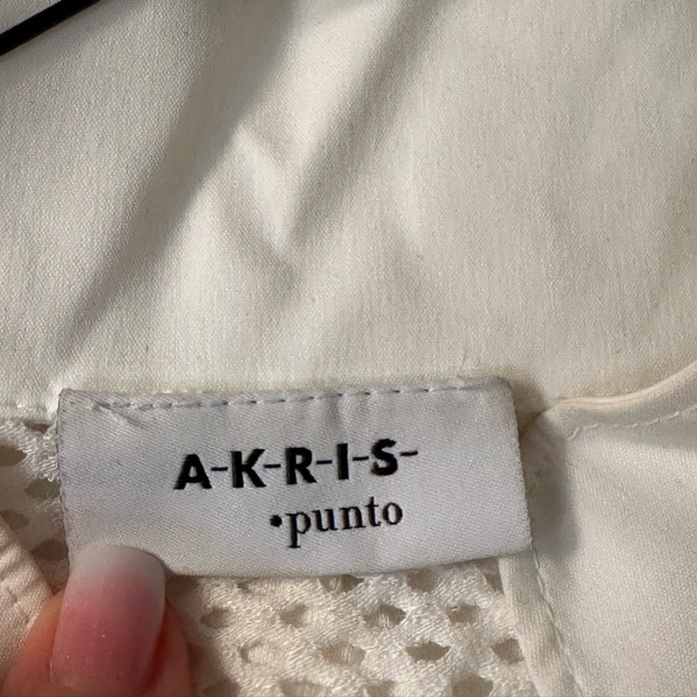 Akris Punto Elements Mesh Button Front Blouse, Wh… - image 3